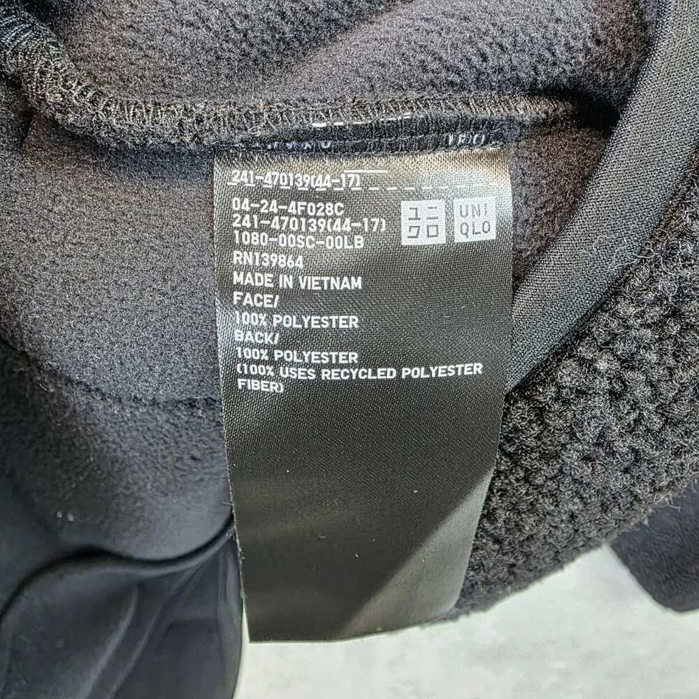 Uniqlo Jacket Womens Medium Black Sherpa Fleece Relaxed Collarless Button - Picture 4 of 10